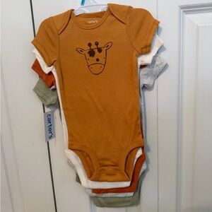 Carter's Mustard Short-Sleeve Baby Bodysuit with Giraffe Graphic